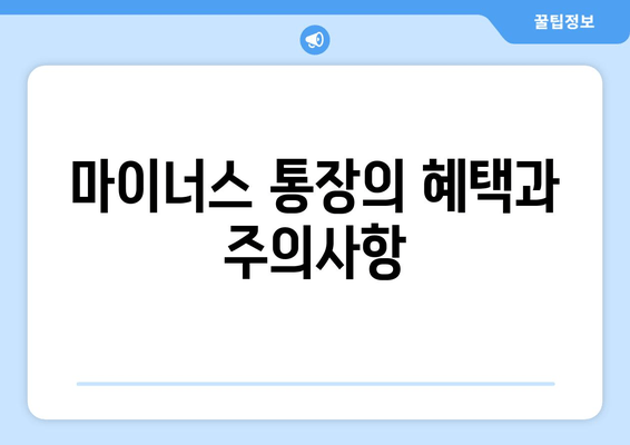 마이너스 통장의 혜택과 주의사항