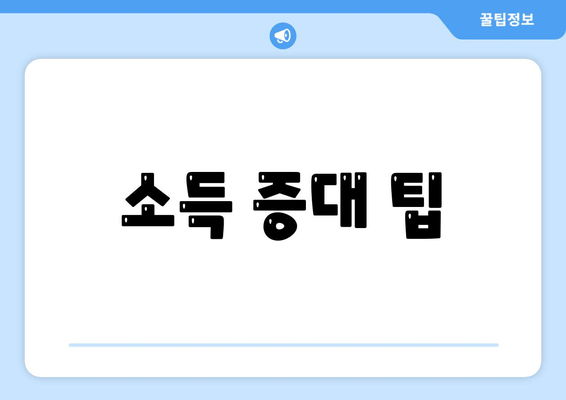 소득 증대 팁