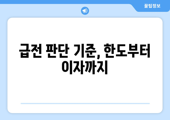 급전 판단 기준, 한도부터 이자까지