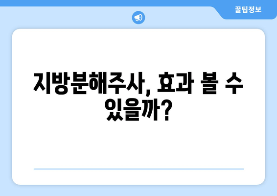 지방분해주사 1회 후기| 날씬한 허벅지 만들기 가능할까? | 허벅지 지방, 지방분해, 후기, 효과