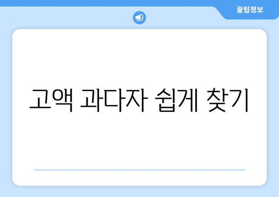 고액 과다자 쉽게 찾기