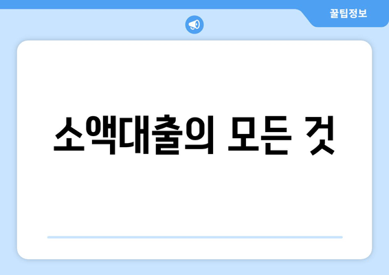 소액대출의 모든 것