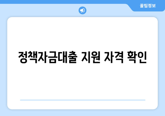 정책자금대출 지원 자격 확인