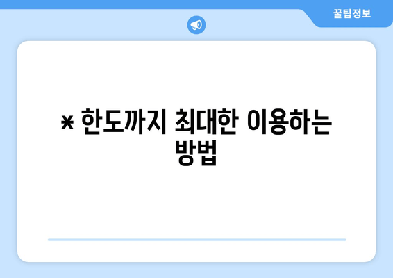 * 한도까지 최대한 이용하는 방법