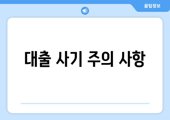 대출 사기 주의 사항