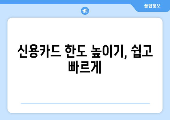 신용카드 한도 높이기, 쉽고 빠르게