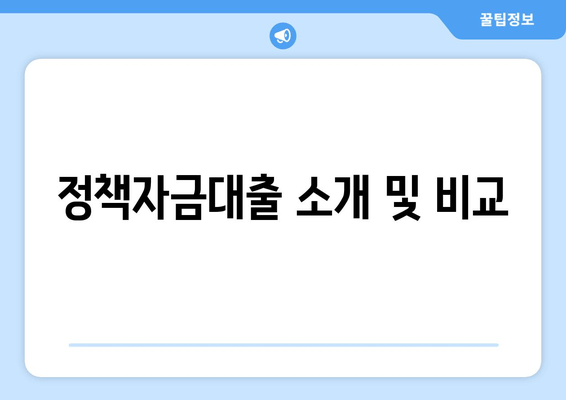 정책자금대출 소개 및 비교