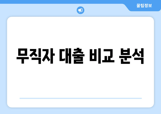 무직자 대출 비교 분석