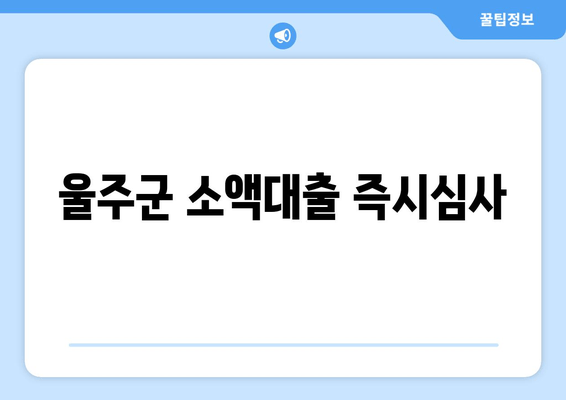 울주군 소액대출 즉시심사