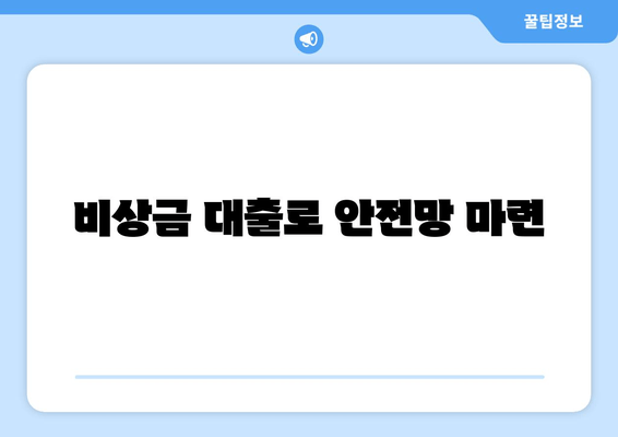 비상금 대출로 안전망 마련