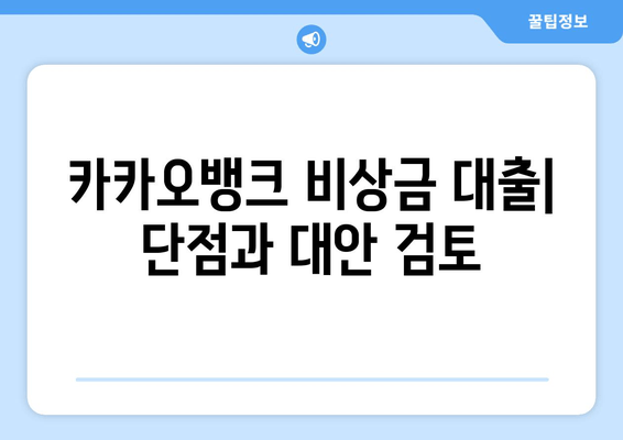 카카오뱅크 비상금 대출| 단점과 대안 검토