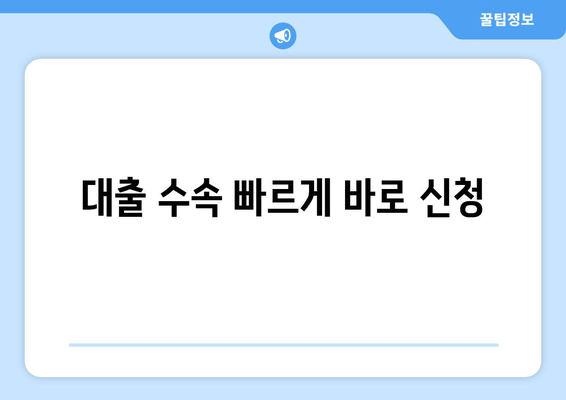 대출 수속 빠르게 바로 신청