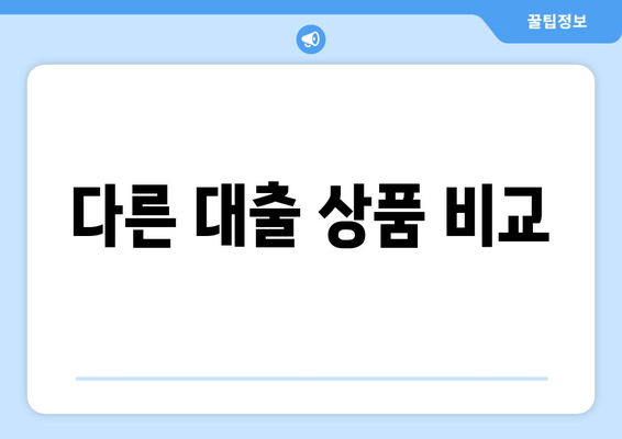 다른 대출 상품 비교