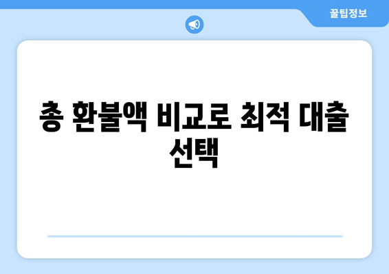 총 환불액 비교로 최적 대출 선택