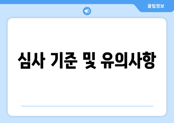 심사 기준 및 유의사항