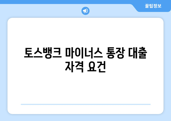 토스뱅크 마이너스 통장 대출 자격 요건