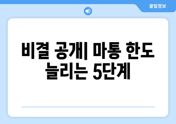 비결 공개| 마통 한도 늘리는 5단계