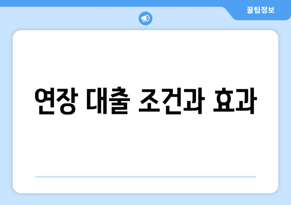 연장 대출 조건과 효과