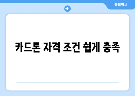 카드론 자격 조건 쉽게 충족