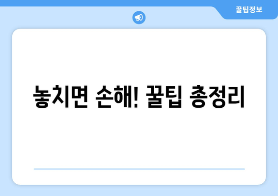 놓치면 손해! 꿀팁 총정리