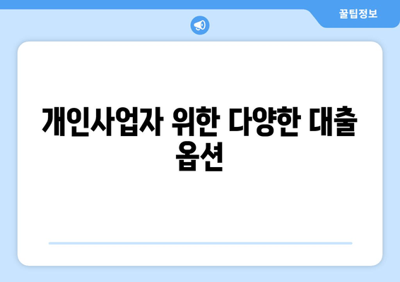 개인사업자 위한 다양한 대출 옵션