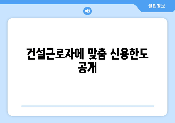 건설근로자에 맞춤 신용한도 공개