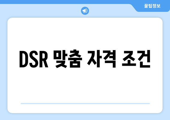 DSR 맞춤 자격 조건