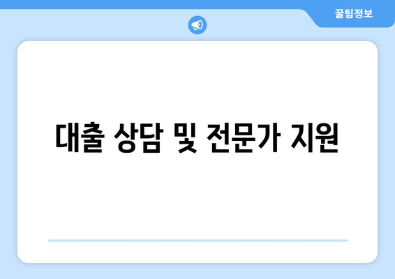 대출 상담 및 전문가 지원