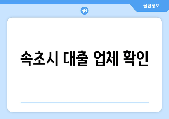 속초시 대출 업체 확인