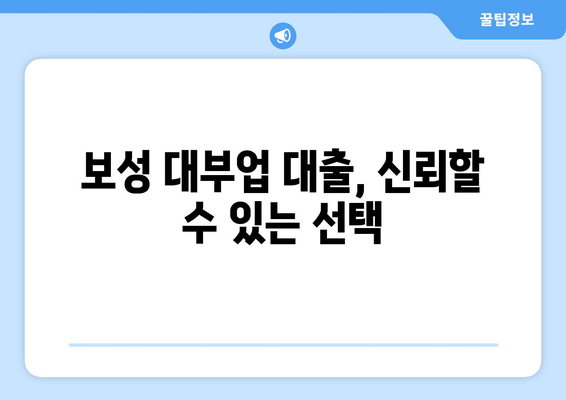 보성 대부업 대출, 신뢰할 수 있는 선택