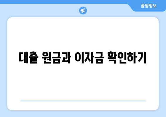 대출 원금과 이자금 확인하기