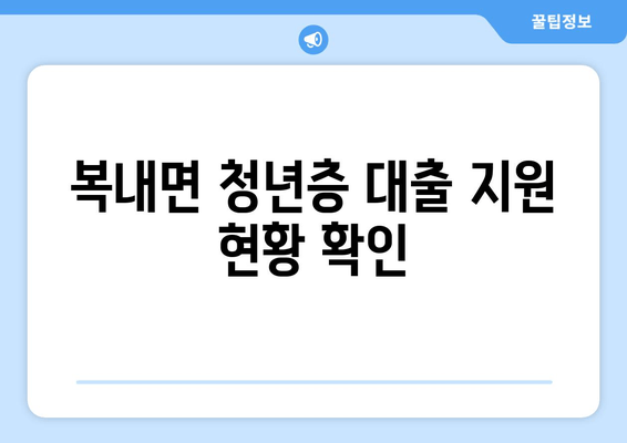 복내면 청년층 대출 지원 현황 확인