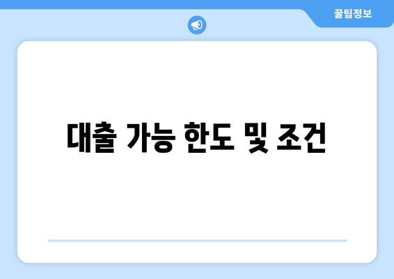 대출 가능 한도 및 조건