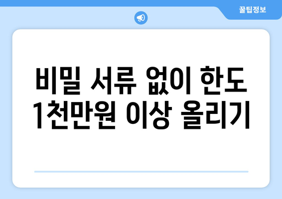 비밀 서류 없이 한도 1천만원 이상 올리기