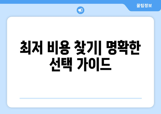 최저 비용 찾기| 명확한 선택 가이드