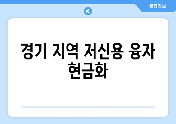 경기 지역 저신용 융자 현금화