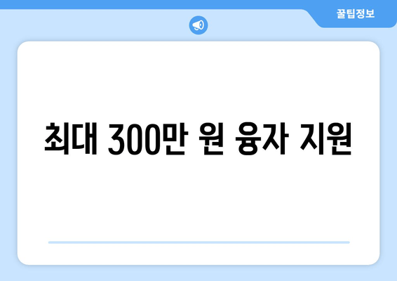 최대 300만 원 융자 지원