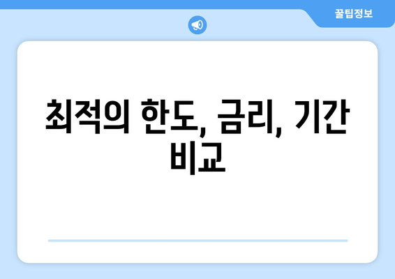 최적의 한도, 금리, 기간 비교