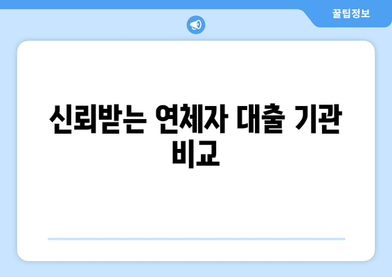 신뢰받는 연체자 대출 기관 비교