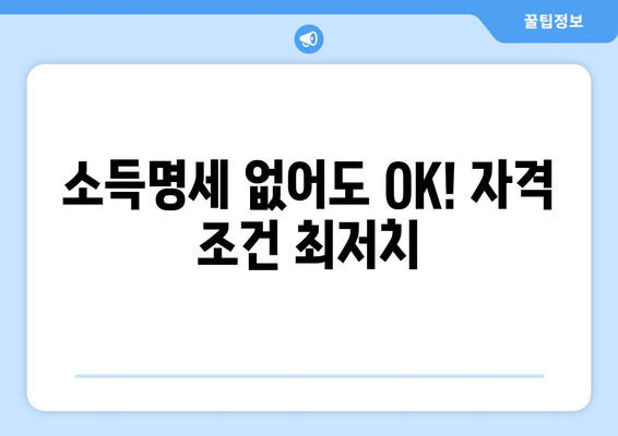 소득명세 없어도 OK! 자격 조건 최저치