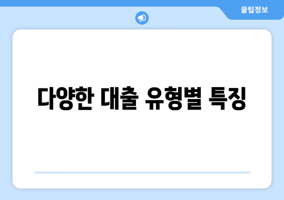 다양한 대출 유형별 특징