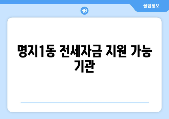 명지1동 전세자금 지원 가능 기관