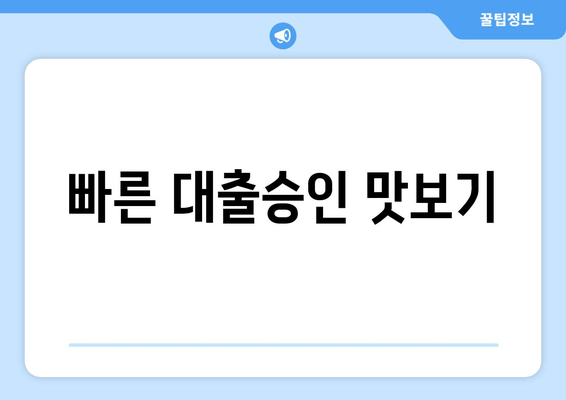 빠른 대출승인 맛보기