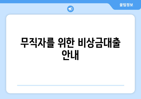 무직자를 위한 비상금대출 안내