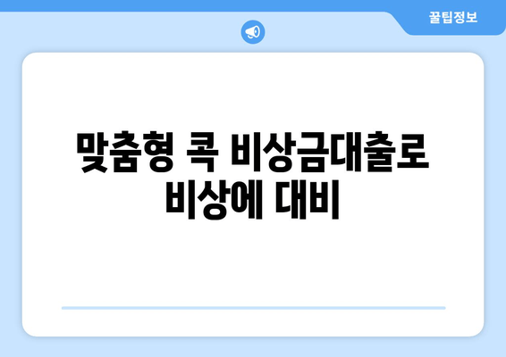 맞춤형 콕 비상금대출로 비상에 대비