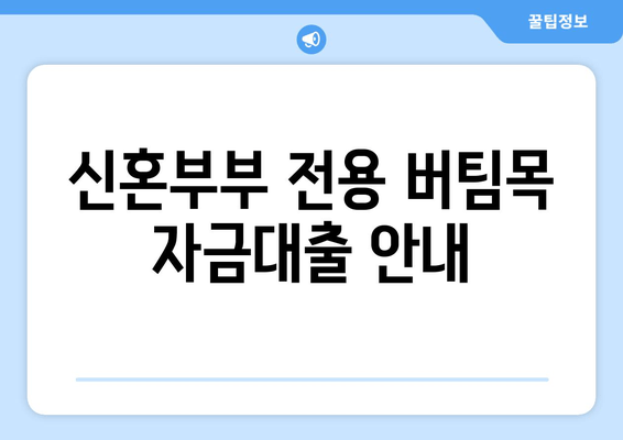 신혼부부 전용 버팀목 자금대출 안내