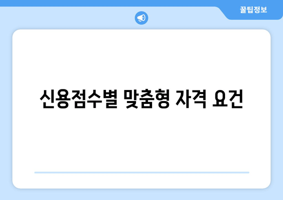 신용점수별 맞춤형 자격 요건