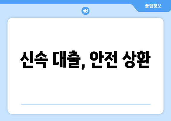 신속 대출, 안전 상환