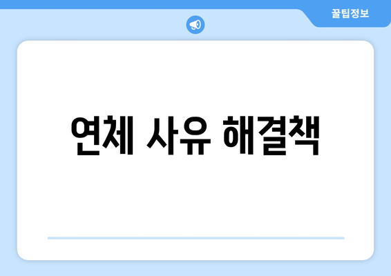 연체 사유 해결책