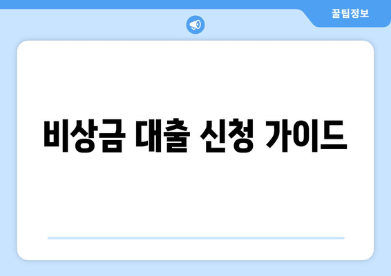 비상금 대출 신청 가이드